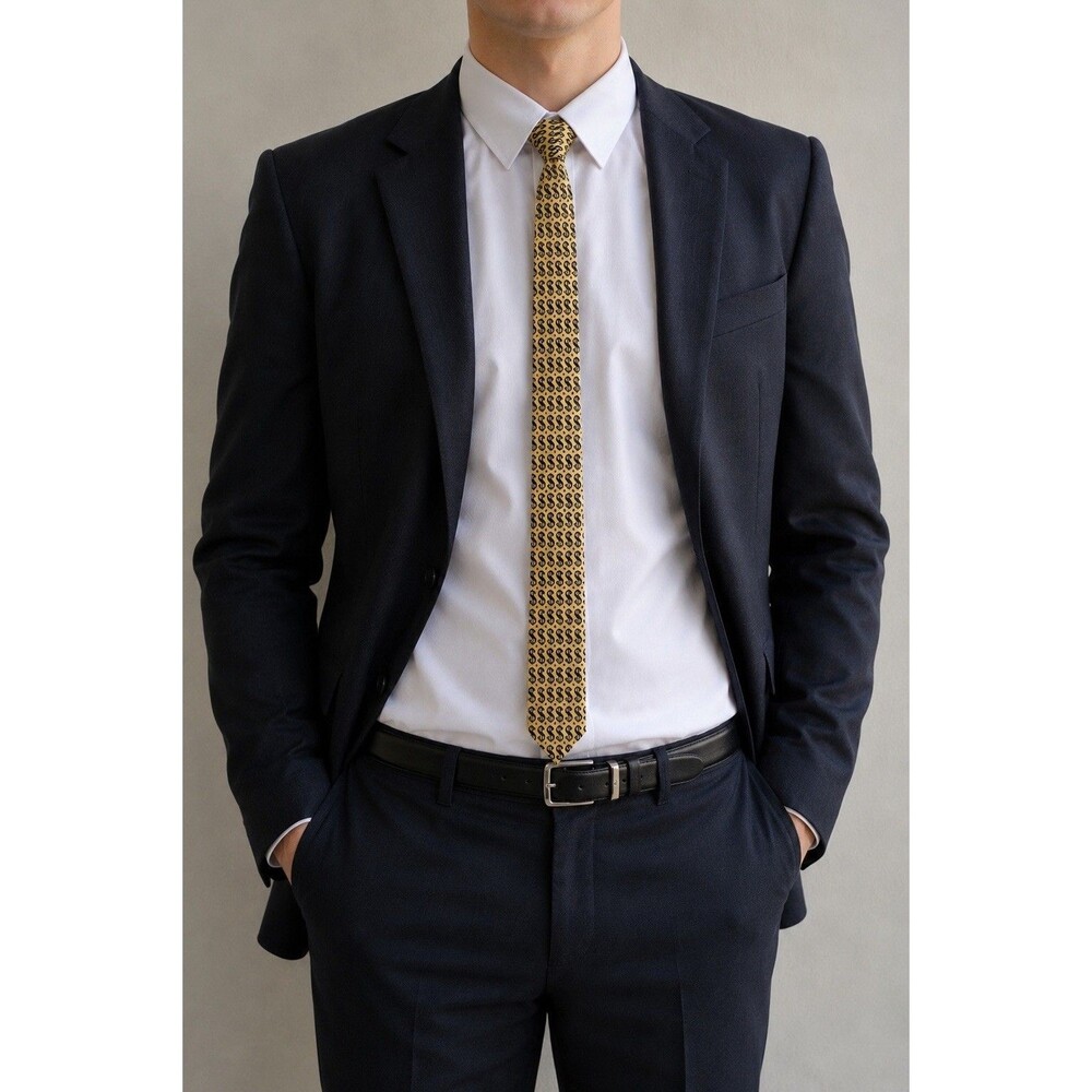 Calvin Curtis Cravateur New York Silk $$$ Money Necktie 2” Skinny Fathers Day